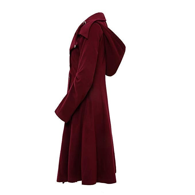 Plus Size Asymmetric Turn Down Collar Button Coat Overcoat