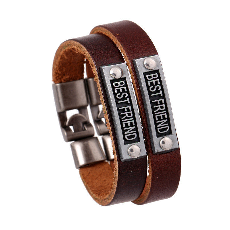 SIMPLE ALLOY BESTFRIEND LEATHER BRACELET
