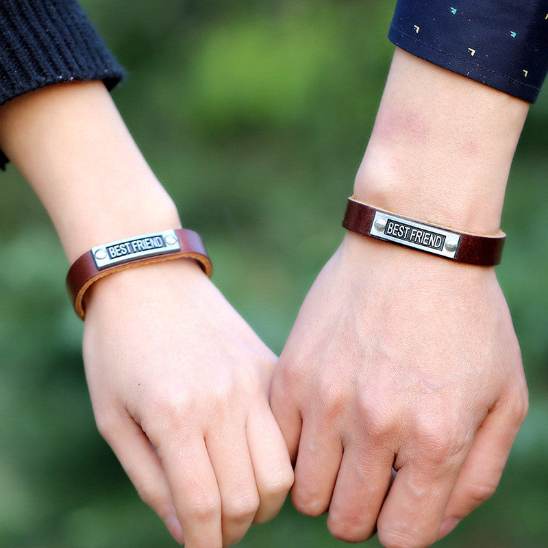 SIMPLE ALLOY BESTFRIEND LEATHER BRACELET