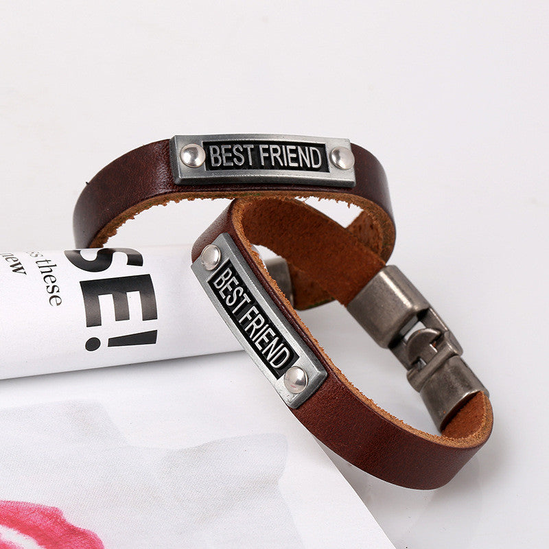 SIMPLE ALLOY BESTFRIEND LEATHER BRACELET