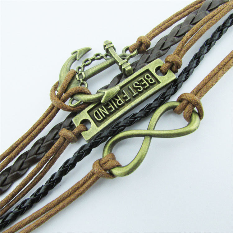 Retro BESTFRIEND Multilayer Woven Bracelet