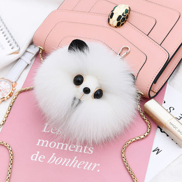 REAL FOX TAIL BALL CAR KEYCHAIN & BACKPACK HANDLE ACCESSORY