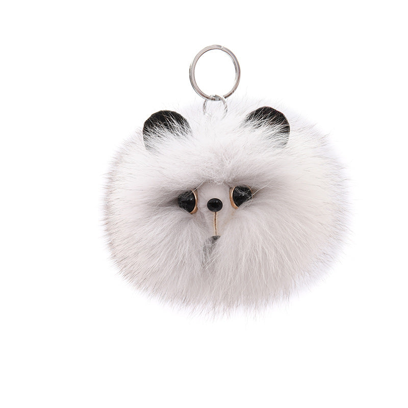 REAL FOX TAIL BALL CAR KEYCHAIN & BACKPACK HANDLE ACCESSORY