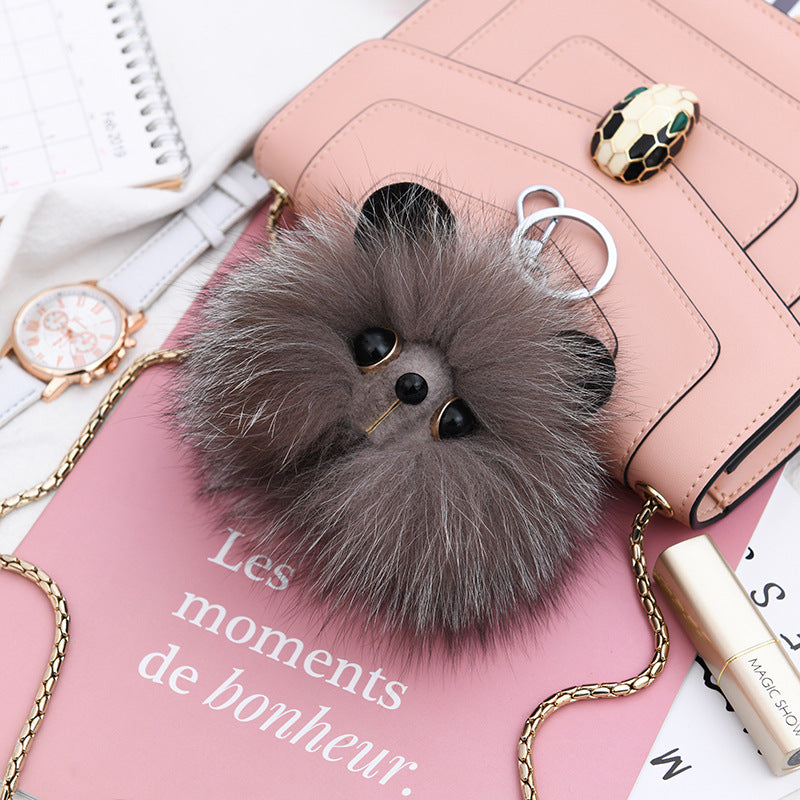 REAL FOX TAIL BALL CAR KEYCHAIN & BACKPACK HANDLE ACCESSORY