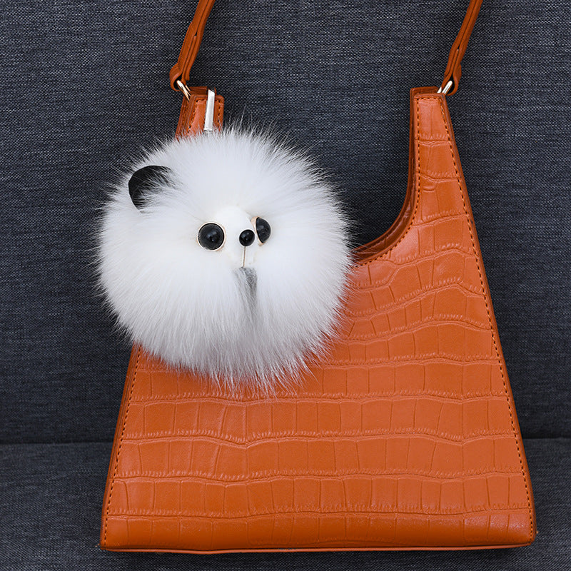 REAL FOX TAIL BALL CAR KEYCHAIN & BACKPACK HANDLE ACCESSORY