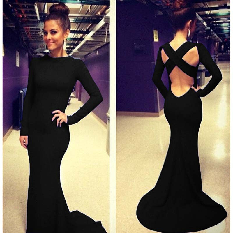 Gorgeous Backless Cross Back Long Mermaid Evening Dress