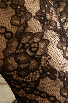 BLACKOUT FLORAL NET TIGHTS BLACK