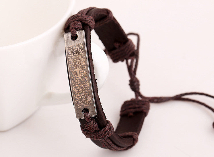 SCRIPTURES CROSS WOVEN MULTILAYER BRACELET