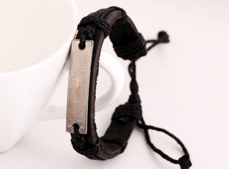 SCRIPTURES CROSS WOVEN MULTILAYER BRACELET