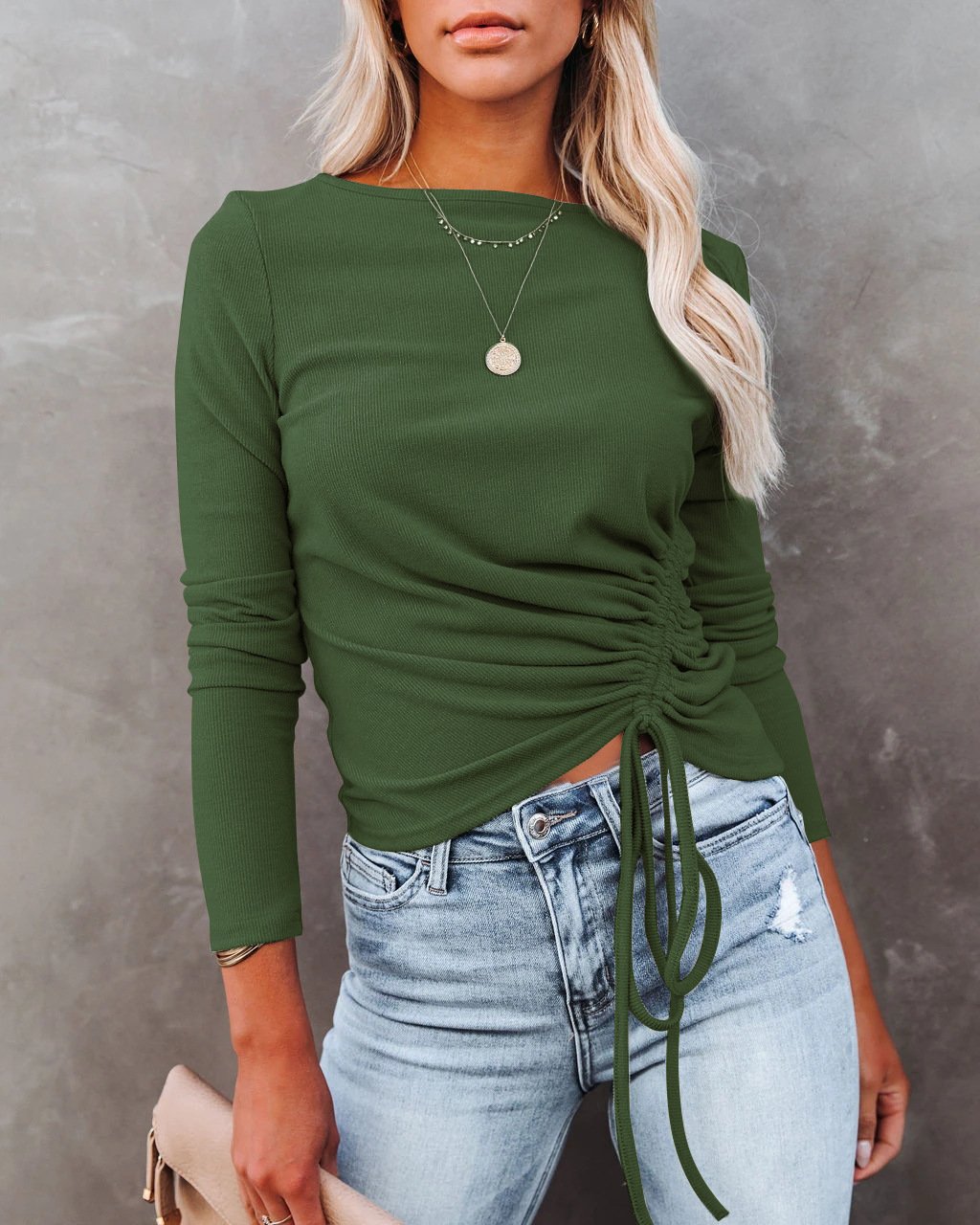 FASHION SLIM DRAWSTRING SWEATER TOP