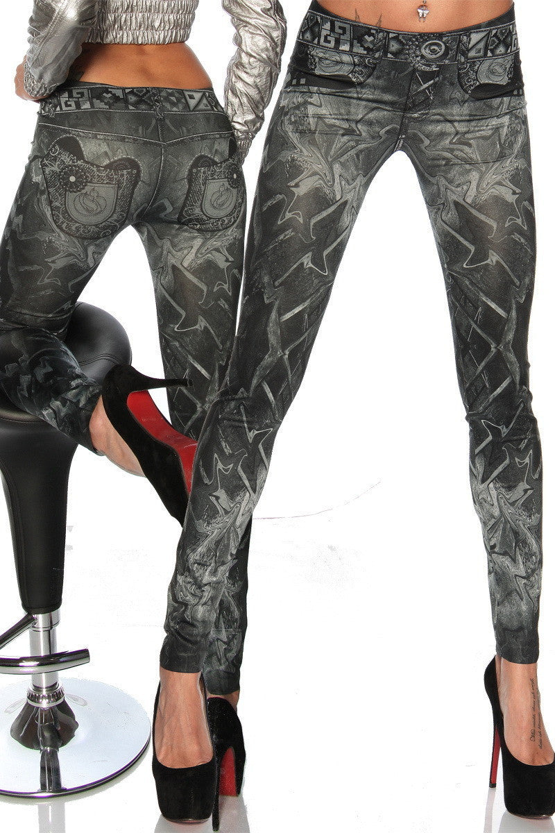HIGH WAIST FOWER PRINT 9/10 FASHION SLIM SKINNY LEGGINGS