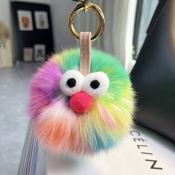 REAL FOX HAIRBALL CARTOON FIGURE HANGING ACCESSORY