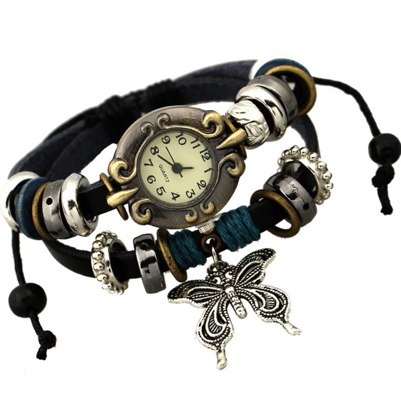 Retro Braided Leather Bracelet Watch