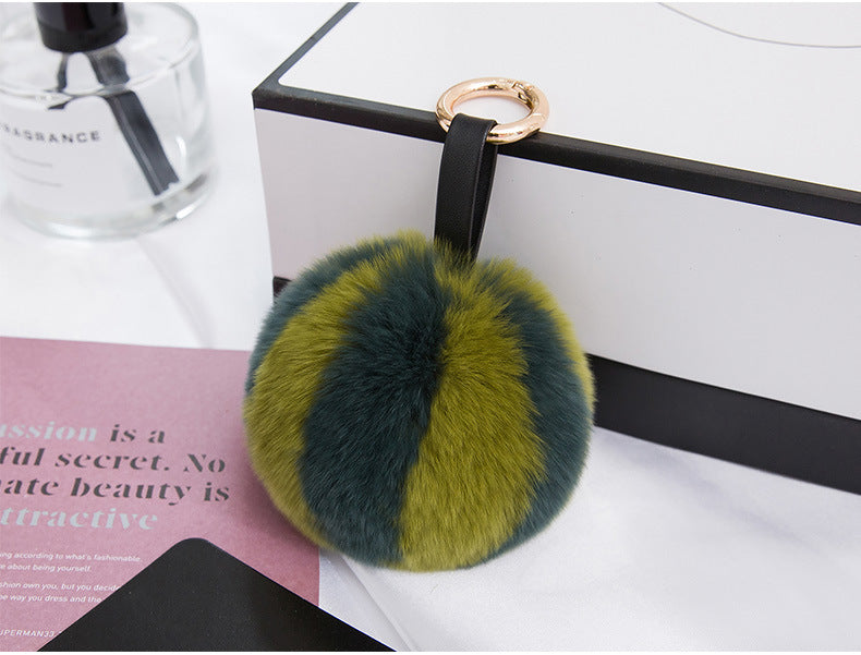CUTE REAL RABBIT FUR WATERMELON POM POM CHARM