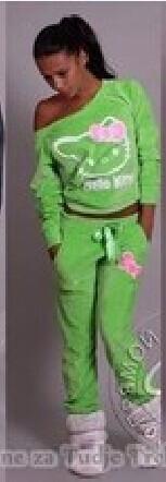 Hello Kitty Print T-shirt Pants Activewear Two Pieces Sports Suit