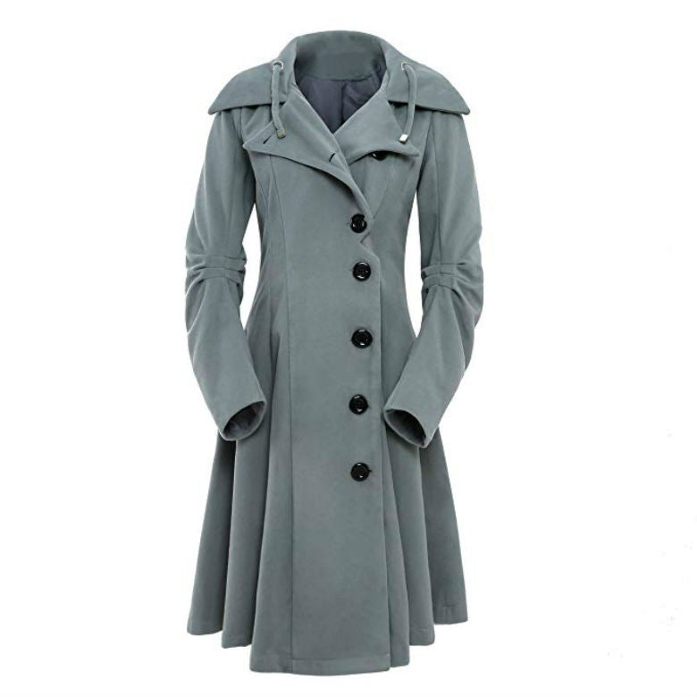 Plus Size Asymmetric Turn Down Collar Button Coat Overcoat