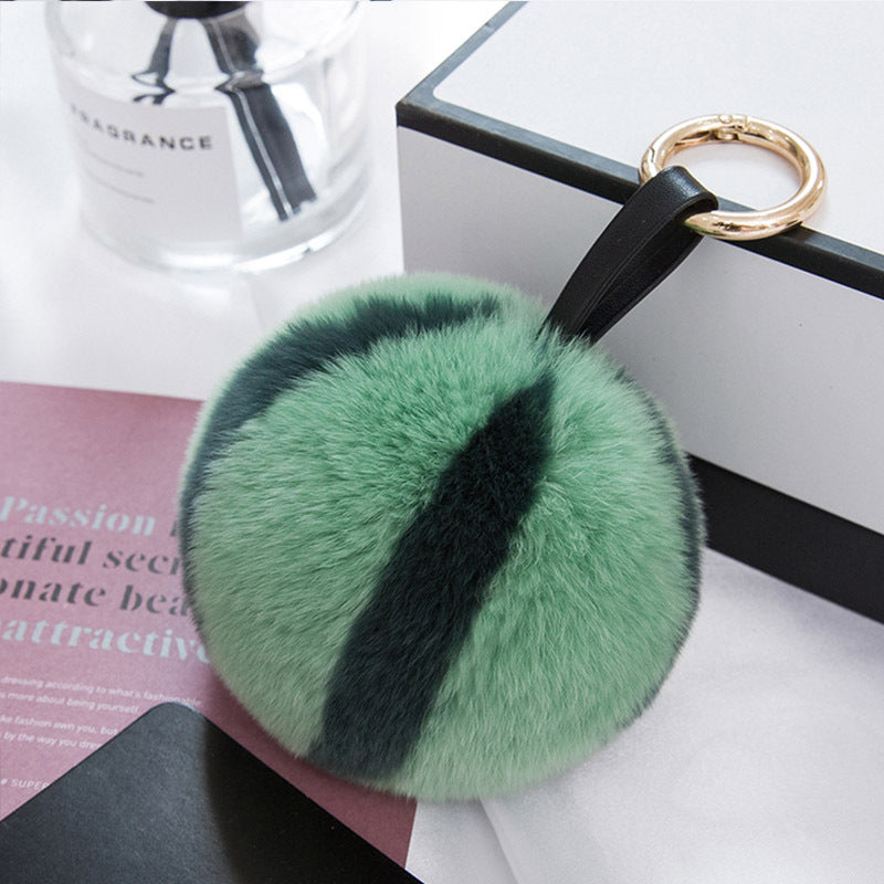 CUTE REAL RABBIT FUR WATERMELON POM POM CHARM