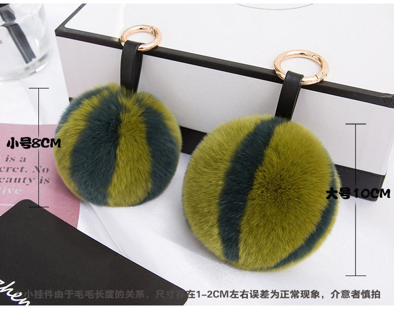 CUTE REAL RABBIT FUR WATERMELON POM POM CHARM