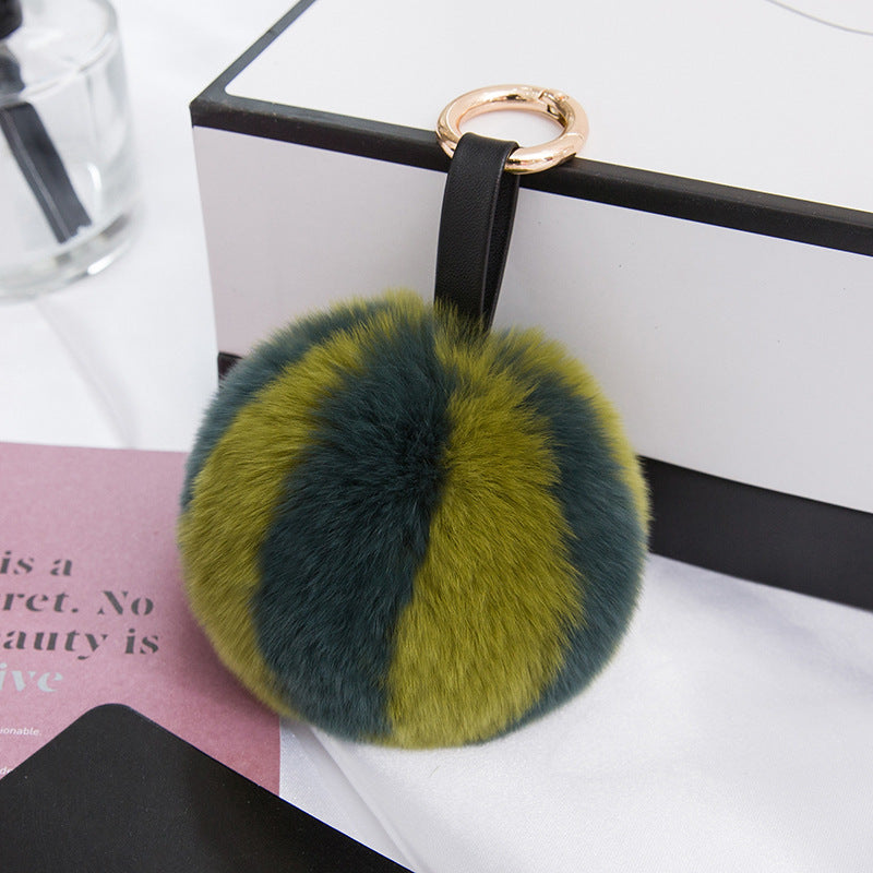 CUTE REAL RABBIT FUR WATERMELON POM POM CHARM