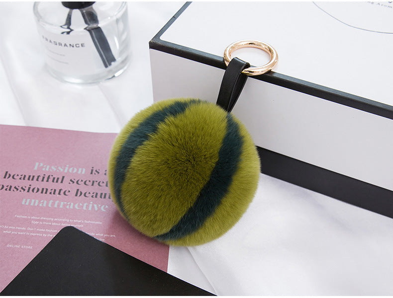 CUTE REAL RABBIT FUR WATERMELON POM POM CHARM