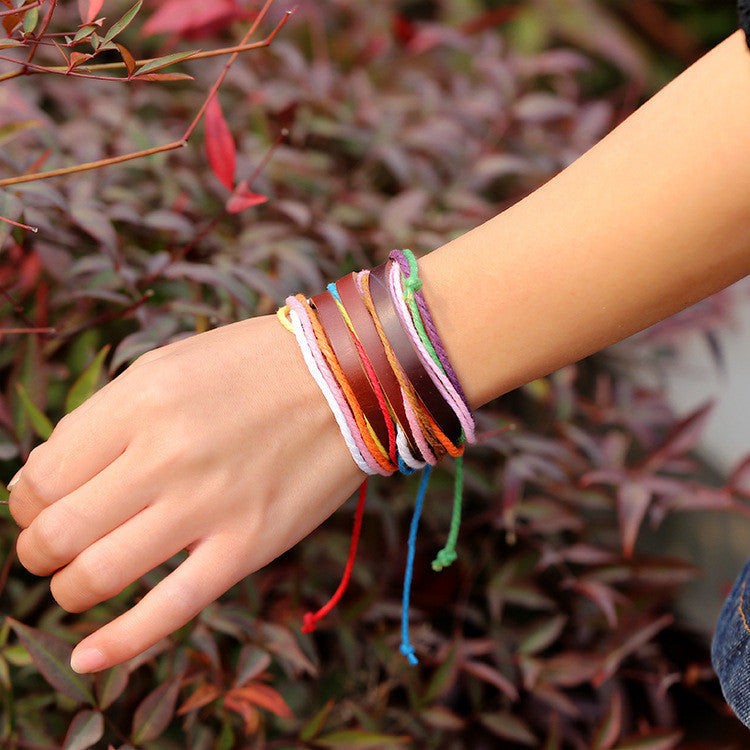 MULTICOLOR WOVEN LEATHER BRACELET
