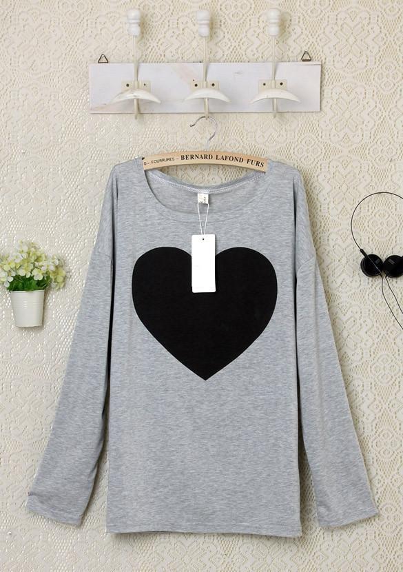 Heart Pattern Long Sleeve T-Shirt