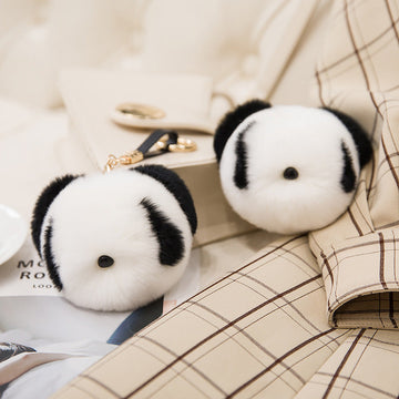CUTE REAL RABBIT FUR PANDA CHARM KEYCHAIN