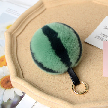 RABBIT FUR WATERMELON-SHAPED BAG CHARM KEYCHAIN ACCESSORY