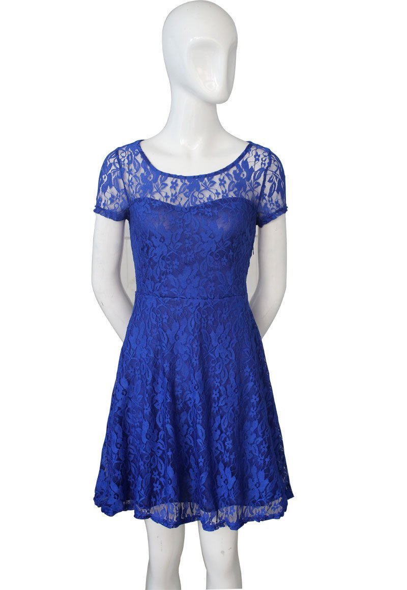 Fashion A-line Hollow Out Lace Knee-length Dress
