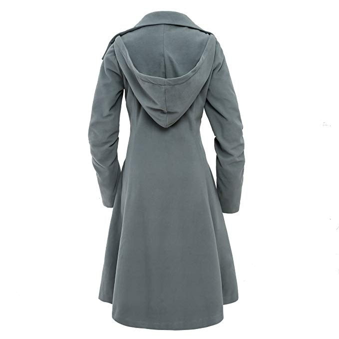 Plus Size Asymmetric Turn Down Collar Button Coat Overcoat