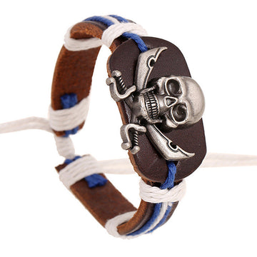 ORIGINAL SKULL WOVEN LEATHER BRACELET