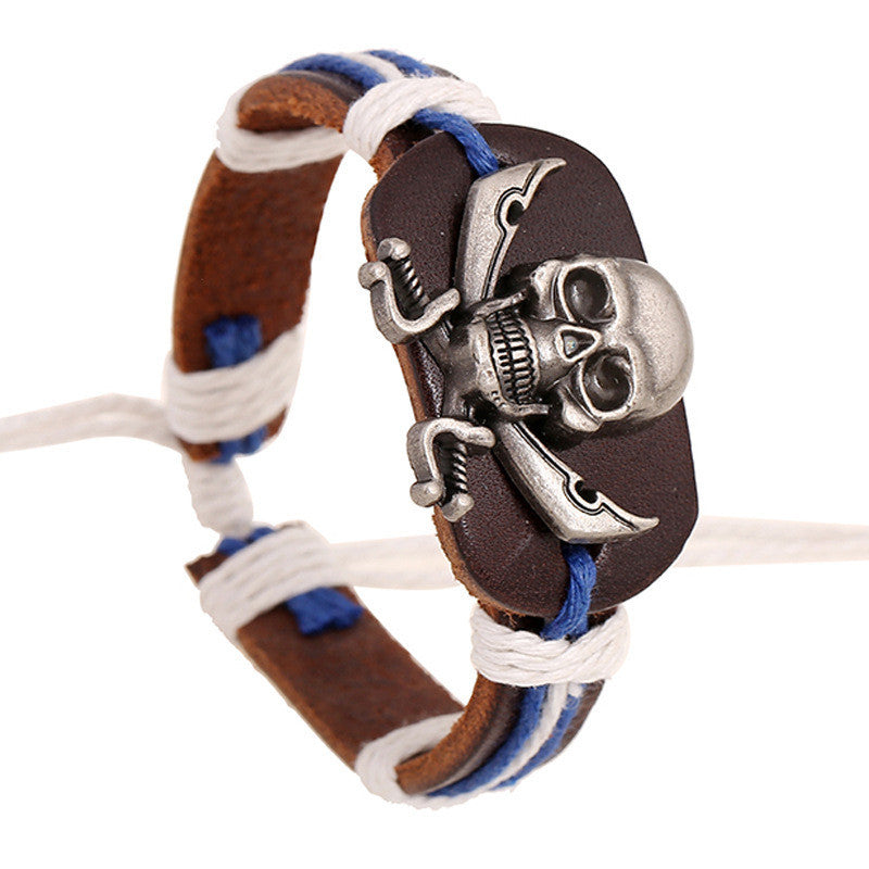 ORIGINAL SKULL WOVEN LEATHER BRACELET