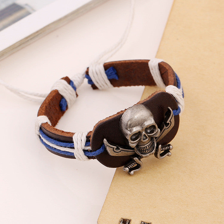 ORIGINAL SKULL WOVEN LEATHER BRACELET