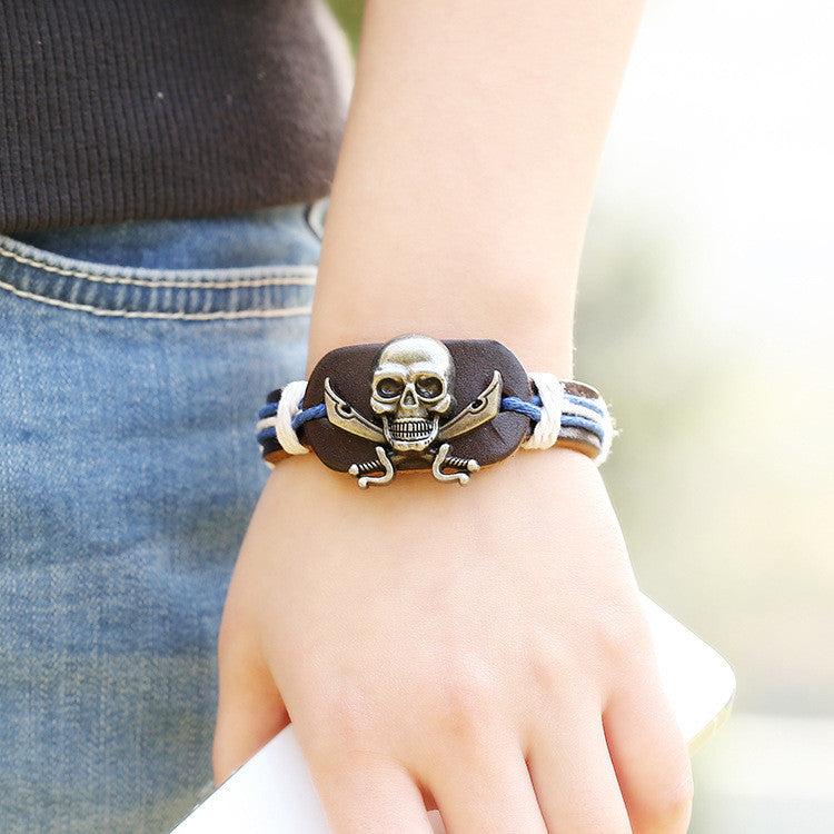 ORIGINAL SKULL WOVEN LEATHER BRACELET