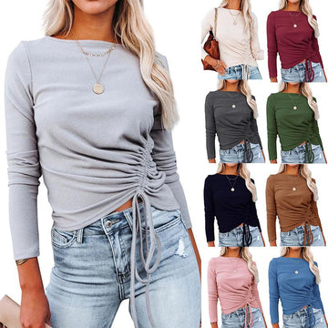 FASHION SLIM DRAWSTRING SWEATER TOP
