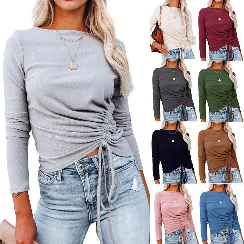 FASHION SLIM DRAWSTRING SWEATER TOP