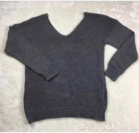 Loose Pullover Knit Solid Color Sweater