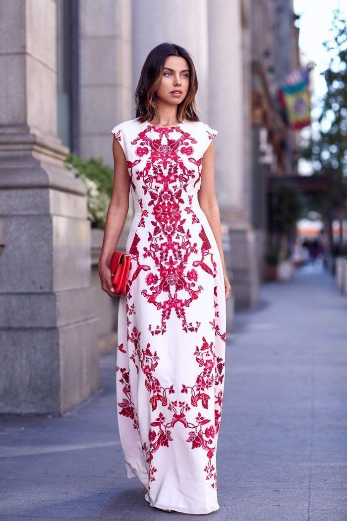 Scoop Print Sleeveless Slim Dress Long Dress
