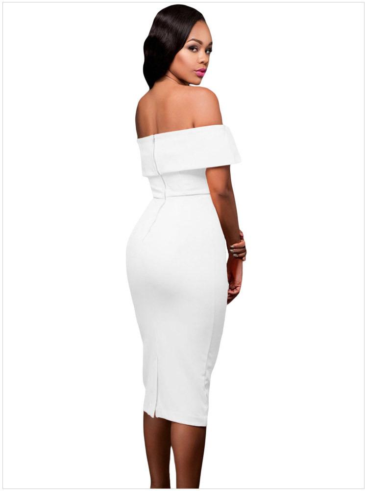 Off-shoulder Short Sleeves Bodycon Knee-length Evening Dress