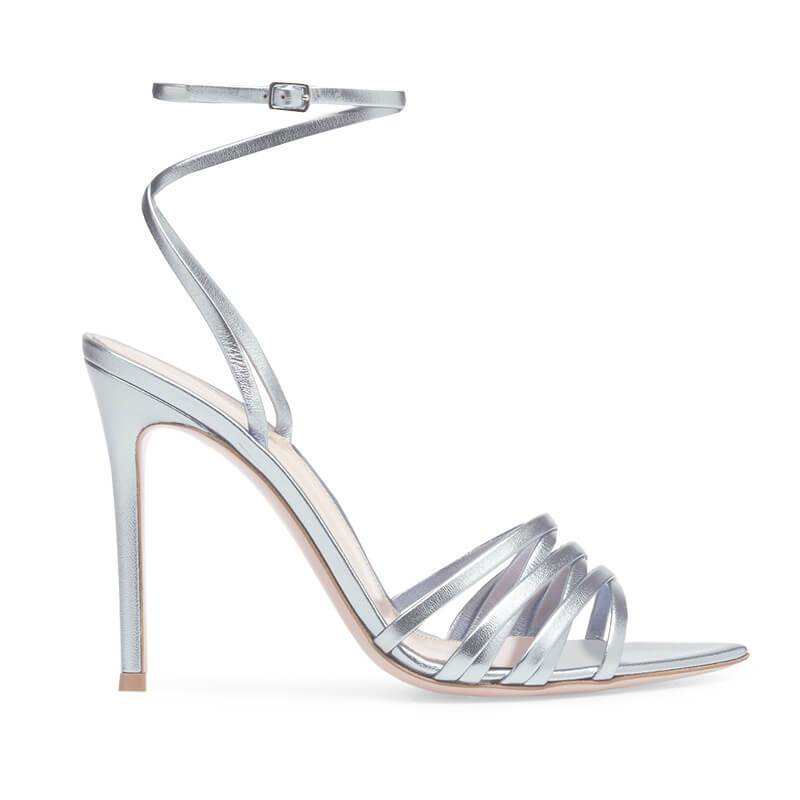 Sexy Silver PU Pointed Toe High Heel Sandals