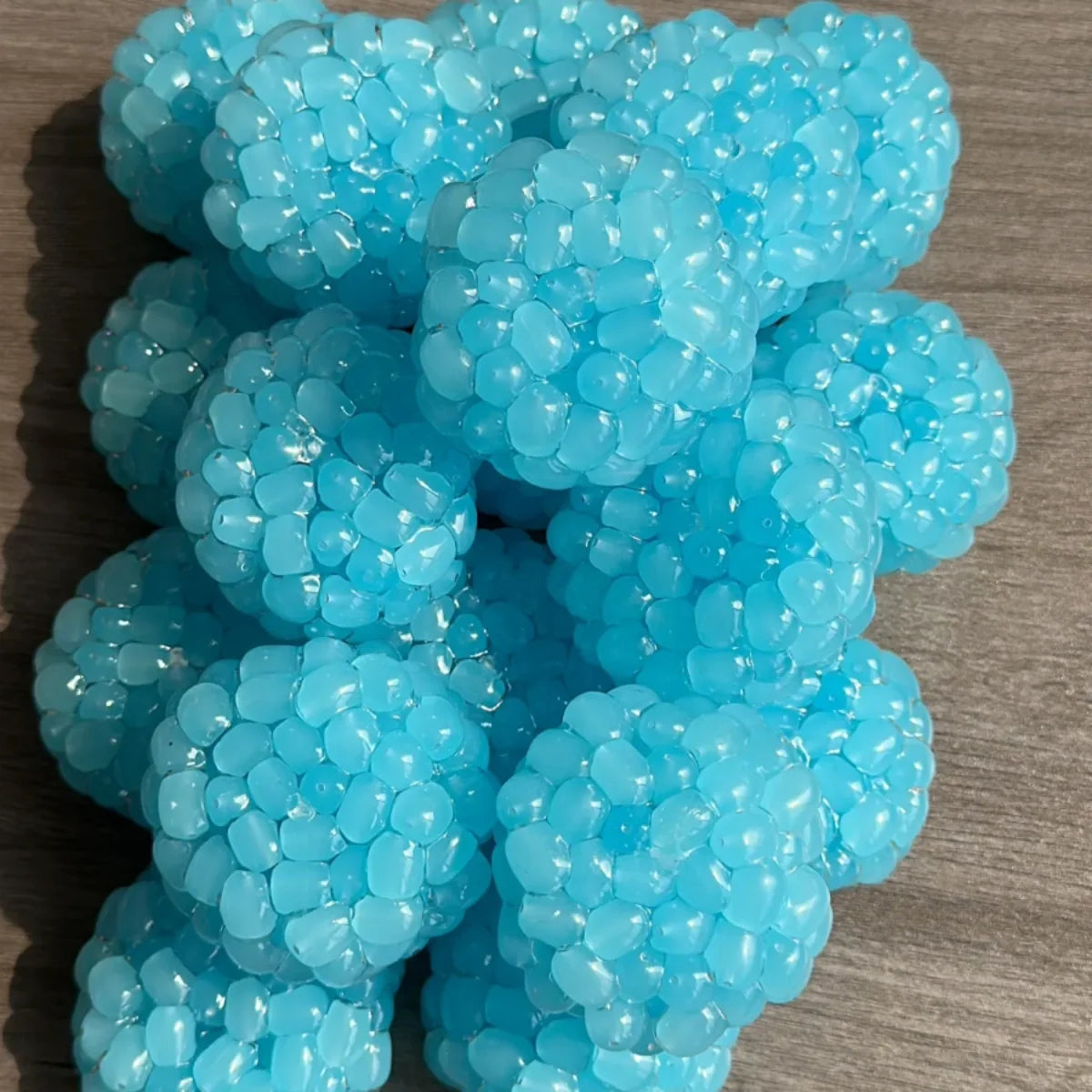 ICY TRANSPARENT BLUE GRAPE BEAD HANDMADE SQUISHY BALL