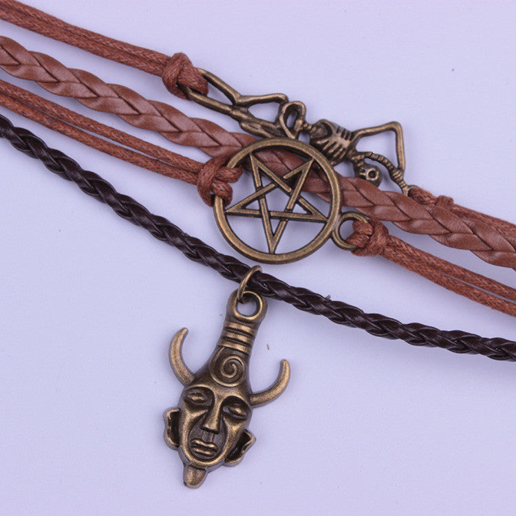 Indian Skull Avatar Rope Woven Bracelet