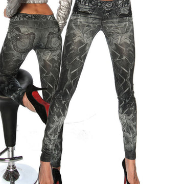 HIGH WAIST FOWER PRINT 9/10 FASHION SLIM SKINNY LEGGINGS