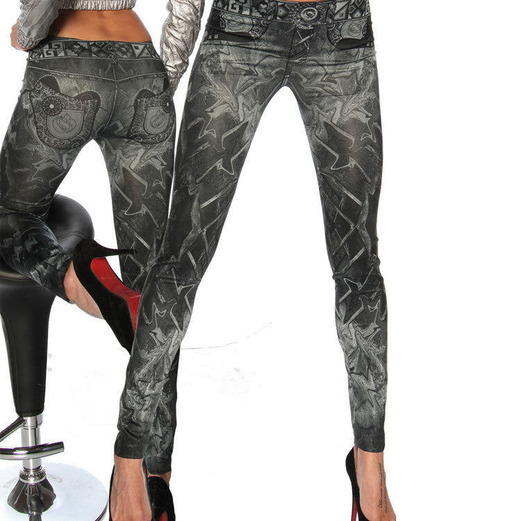 HIGH WAIST FOWER PRINT 9/10 FASHION SLIM SKINNY LEGGINGS