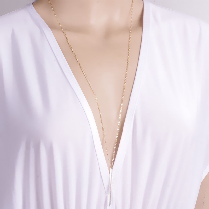 SIMPLE METAL TASSEL LONG NECKLACE