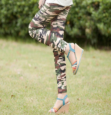 CAMOUFLAGE SKINNY SLIM ELASTIC HIGH WAIST LEGGINGS