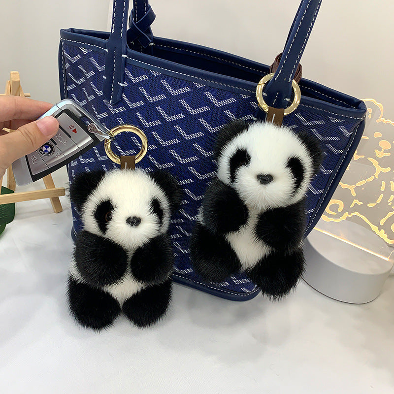 CUTE MINK FUR PANDA KEYCHAIN - BAG ACCESSORY