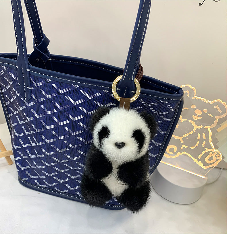CUTE MINK FUR PANDA KEYCHAIN - BAG ACCESSORY