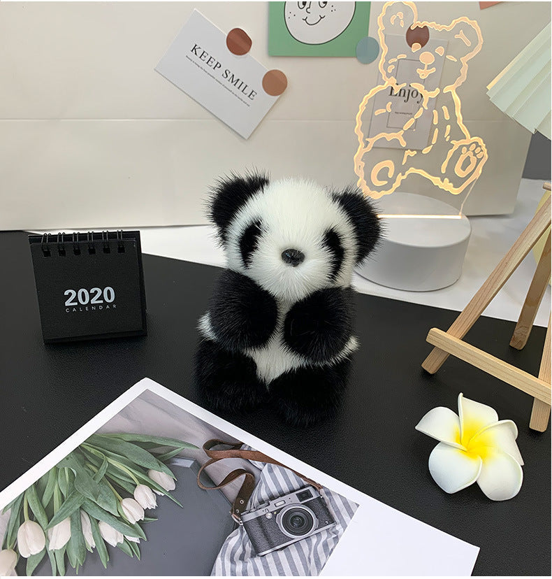CUTE MINK FUR PANDA KEYCHAIN - BAG ACCESSORY