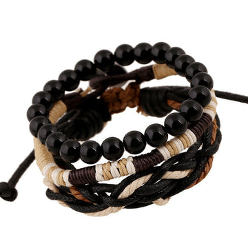 ORIGINAL WOVEN WOOD BEAD WAX ROPE BRACELET
